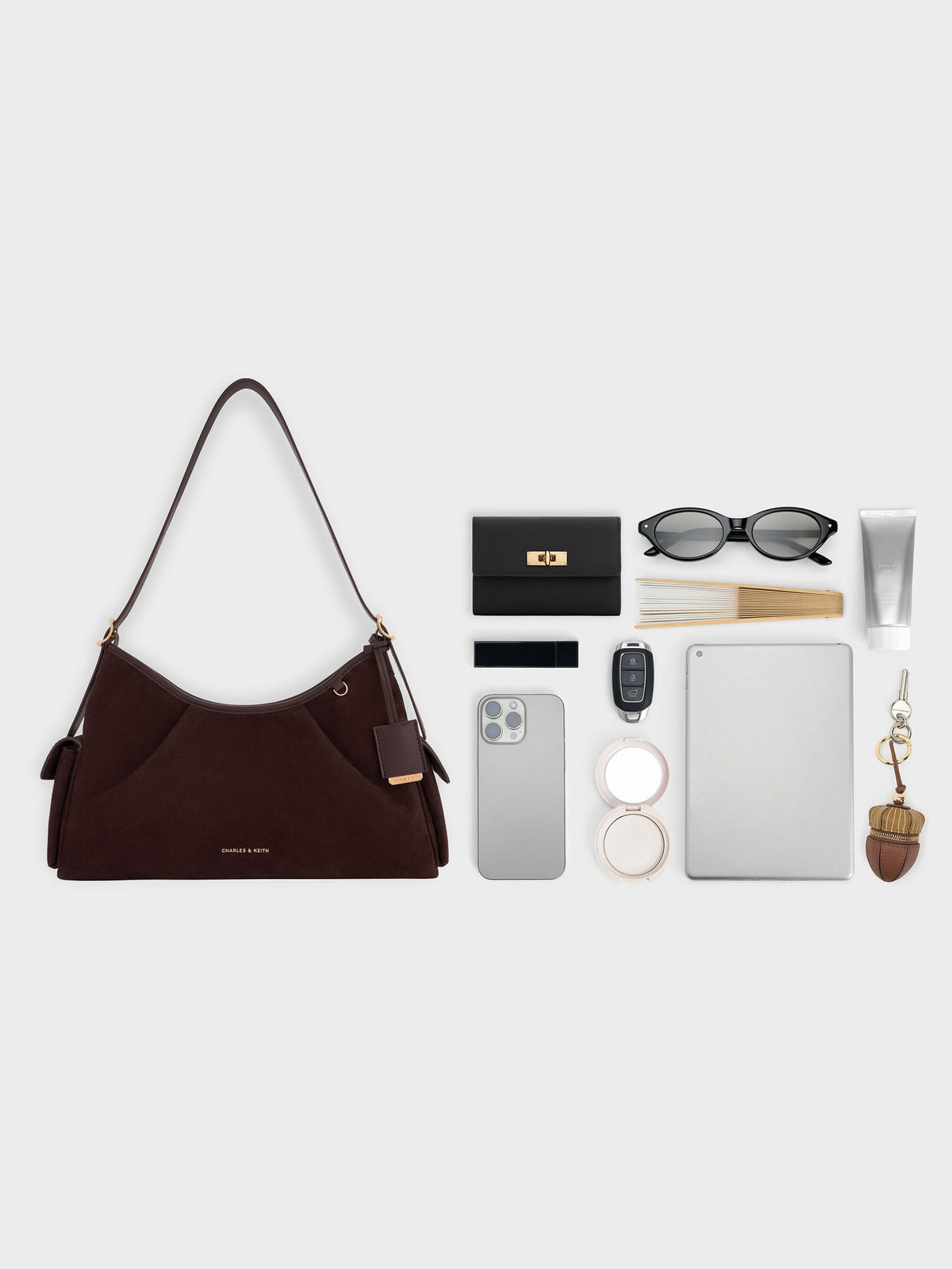 Khai Side-Pocket Shoulder Bag - Espresso Brown | CHARLES & KEITH