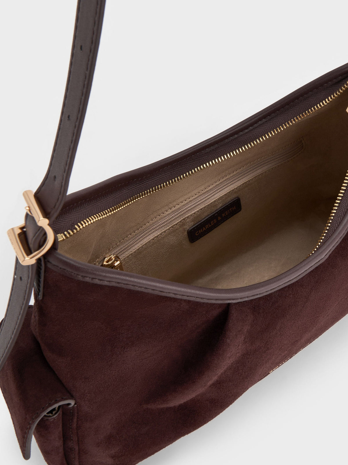 Khai Side-Pocket Shoulder Bag - Espresso Brown | CHARLES & KEITH