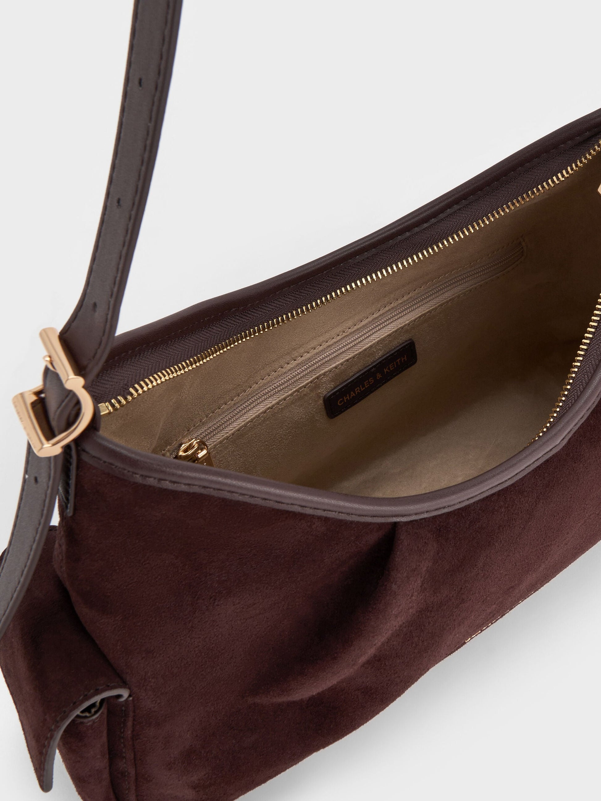 Khai Side-Pocket Shoulder Bag - Espresso Brown | CHARLES & KEITH