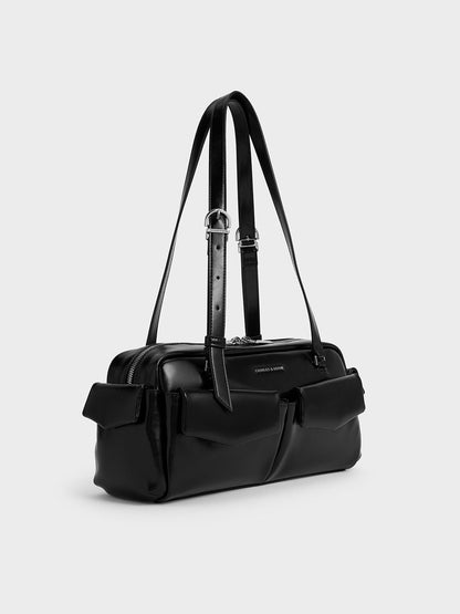 Rachel Multi-Pocket Shoulder Bag - Noir | CHARLES & KEITH