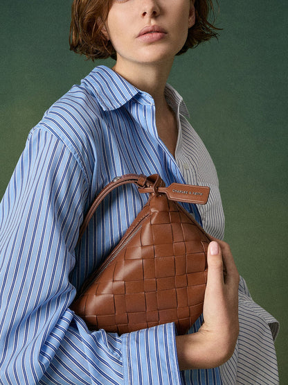 Ivette Woven Shoulder Bag - Chocolate | CHARLES & KEITH