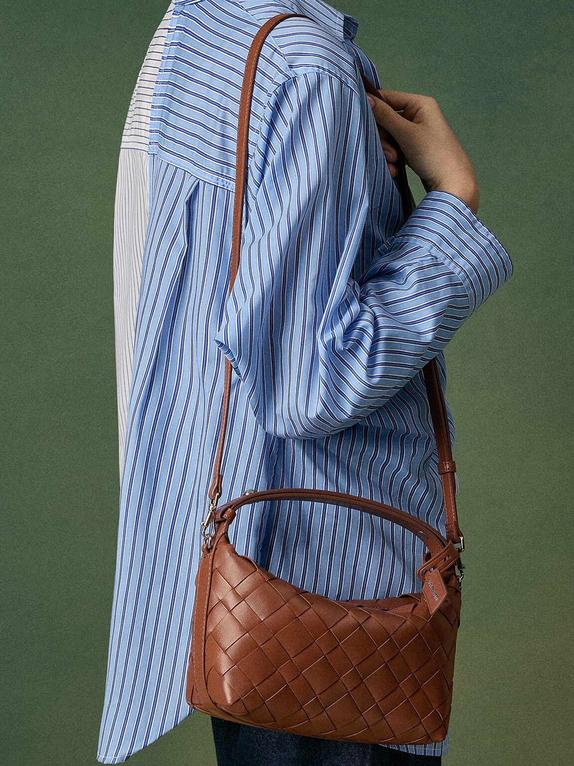 Ivette Woven Shoulder Bag - Chocolate | CHARLES & KEITH