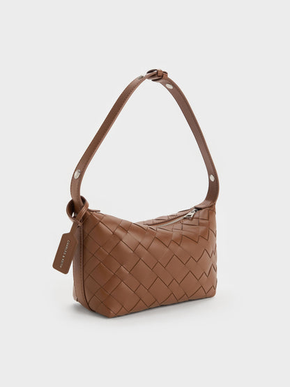 Ivette Woven Shoulder Bag - Chocolate | CHARLES & KEITH