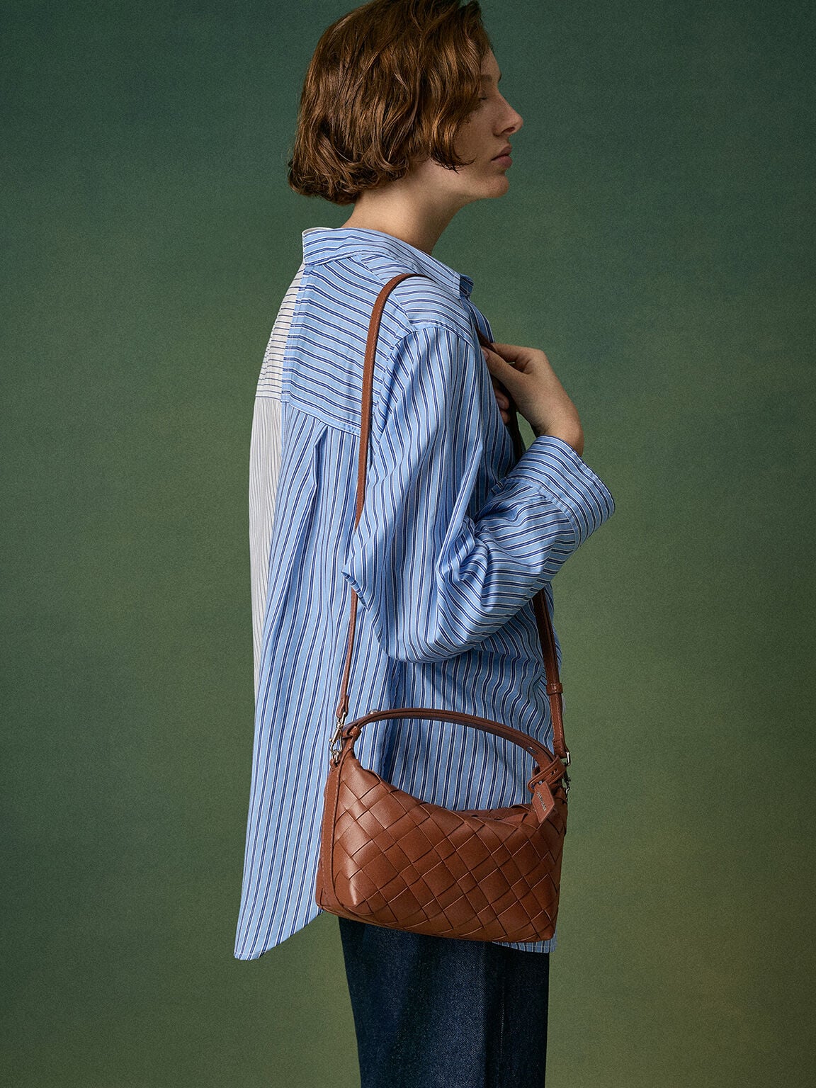 Ivette Woven Shoulder Bag - Chocolate | CHARLES & KEITH