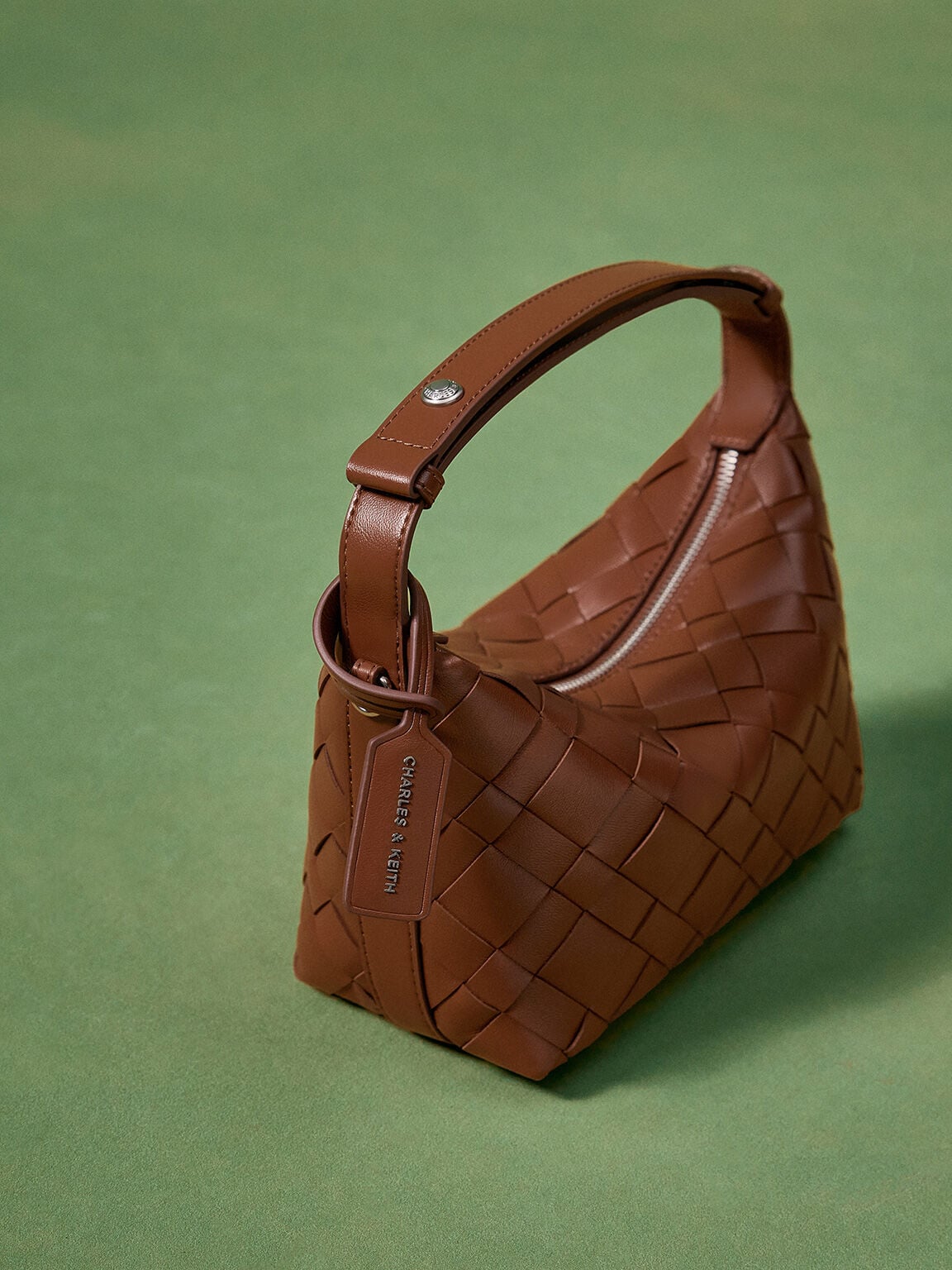 Ivette Woven Shoulder Bag - Chocolate | CHARLES & KEITH