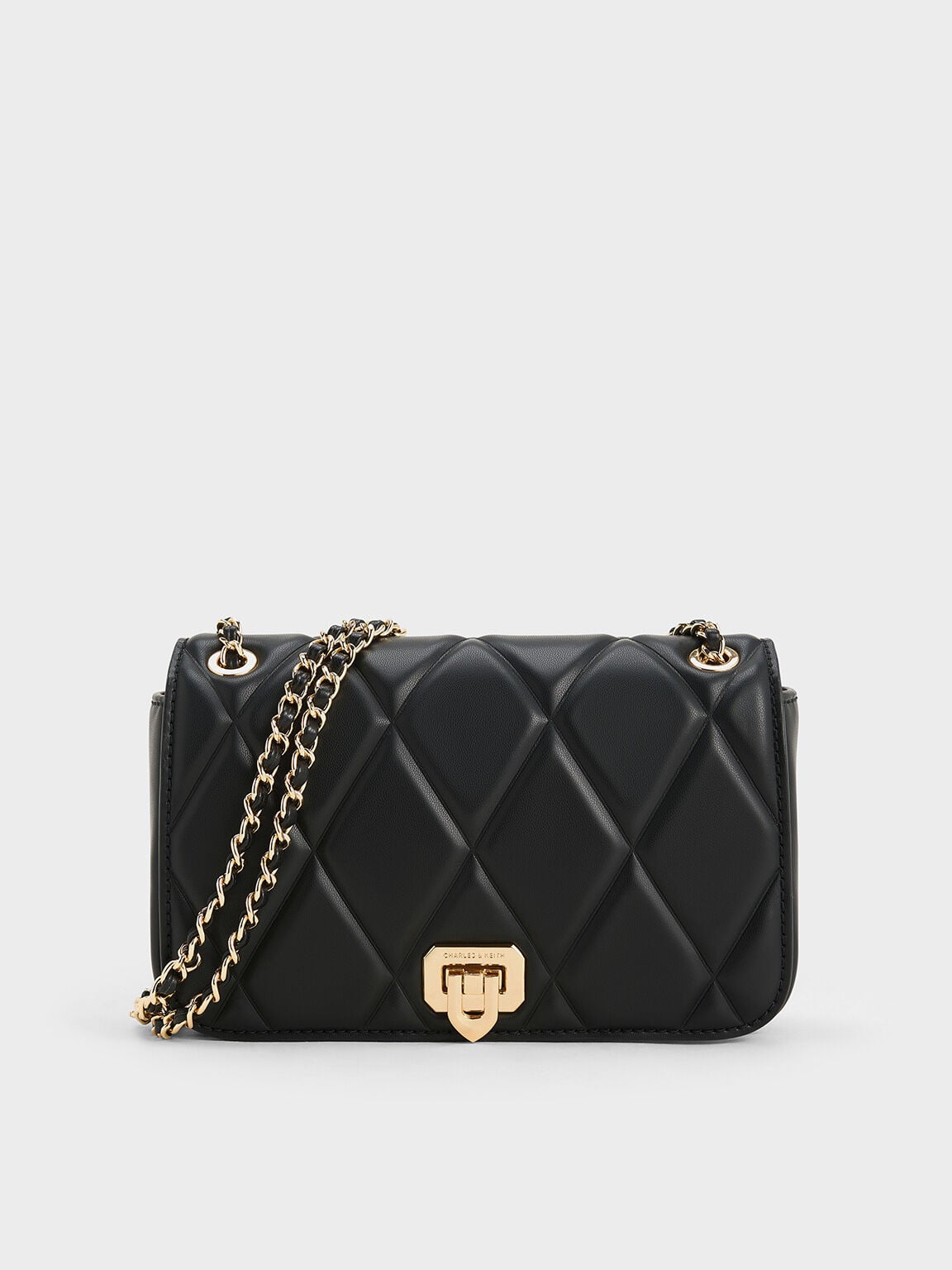 Arwen Diamond-Quilt Shoulder Bag - Black | CHARLES & KEITH