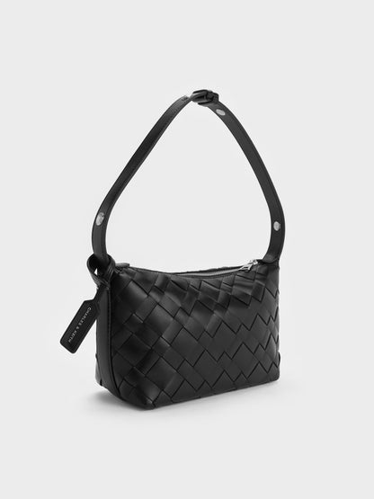 Ivette Woven Shoulder Bag - Noir | CHARLES & KEITH