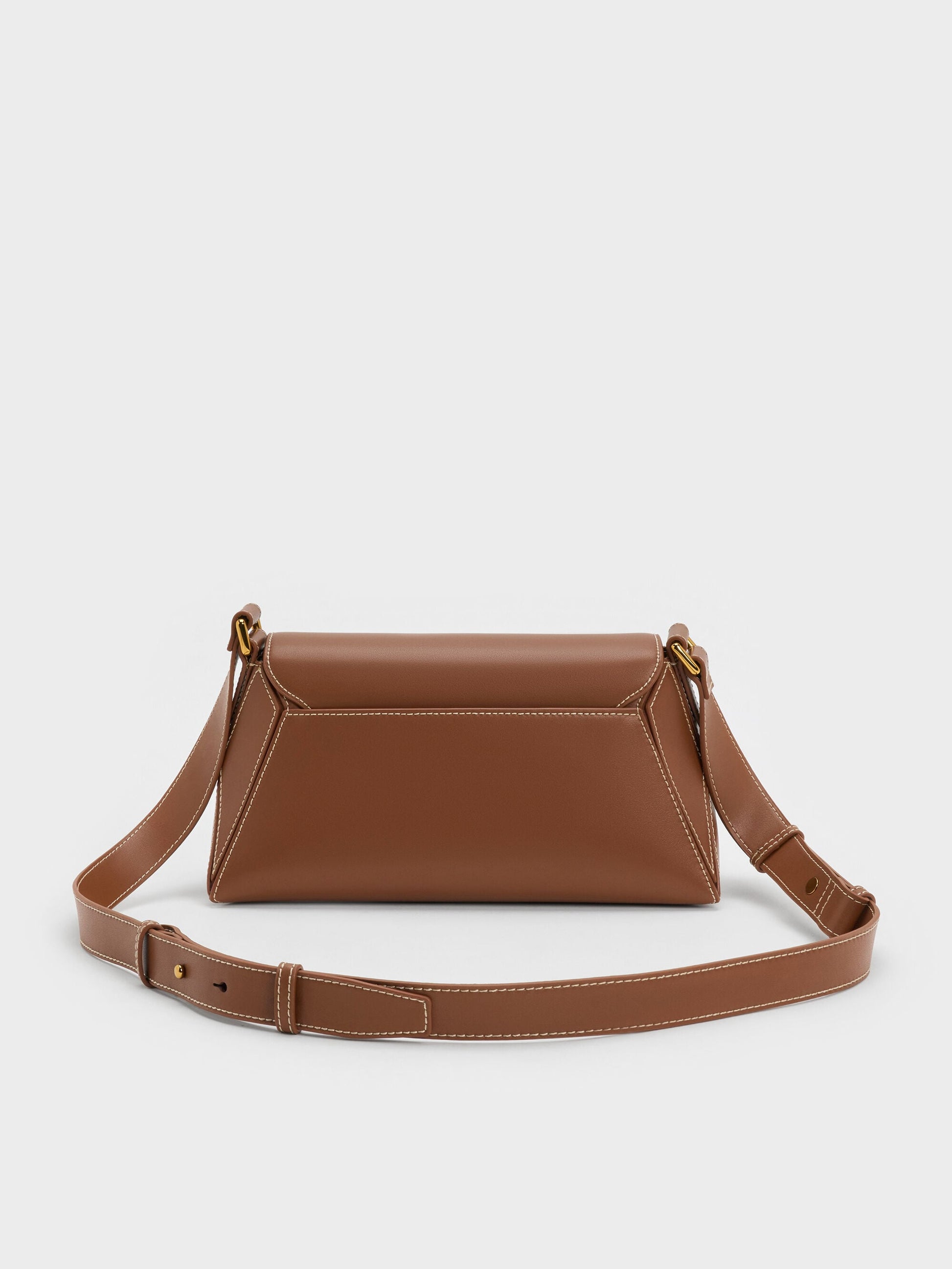 Nasrin Geometric Shoulder Bag - Chocolate | CHARLES & KEITH