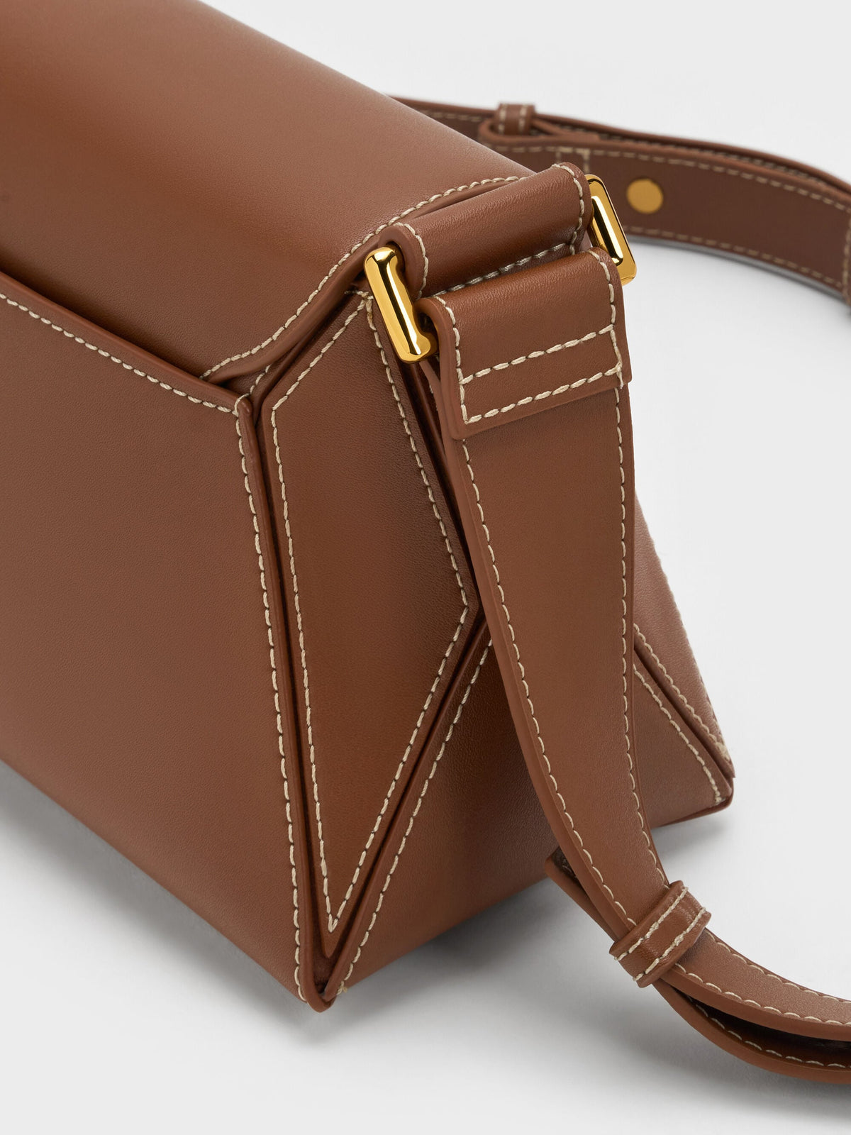 Nasrin Geometric Shoulder Bag - Chocolate | CHARLES & KEITH