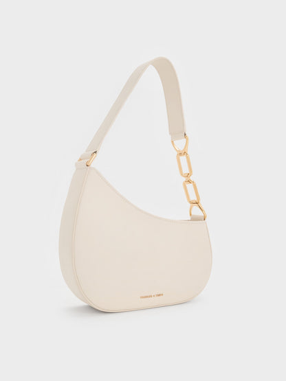 Agatha Chain-Strap Shoulder Bag - Cream | CHARLES & KEITH