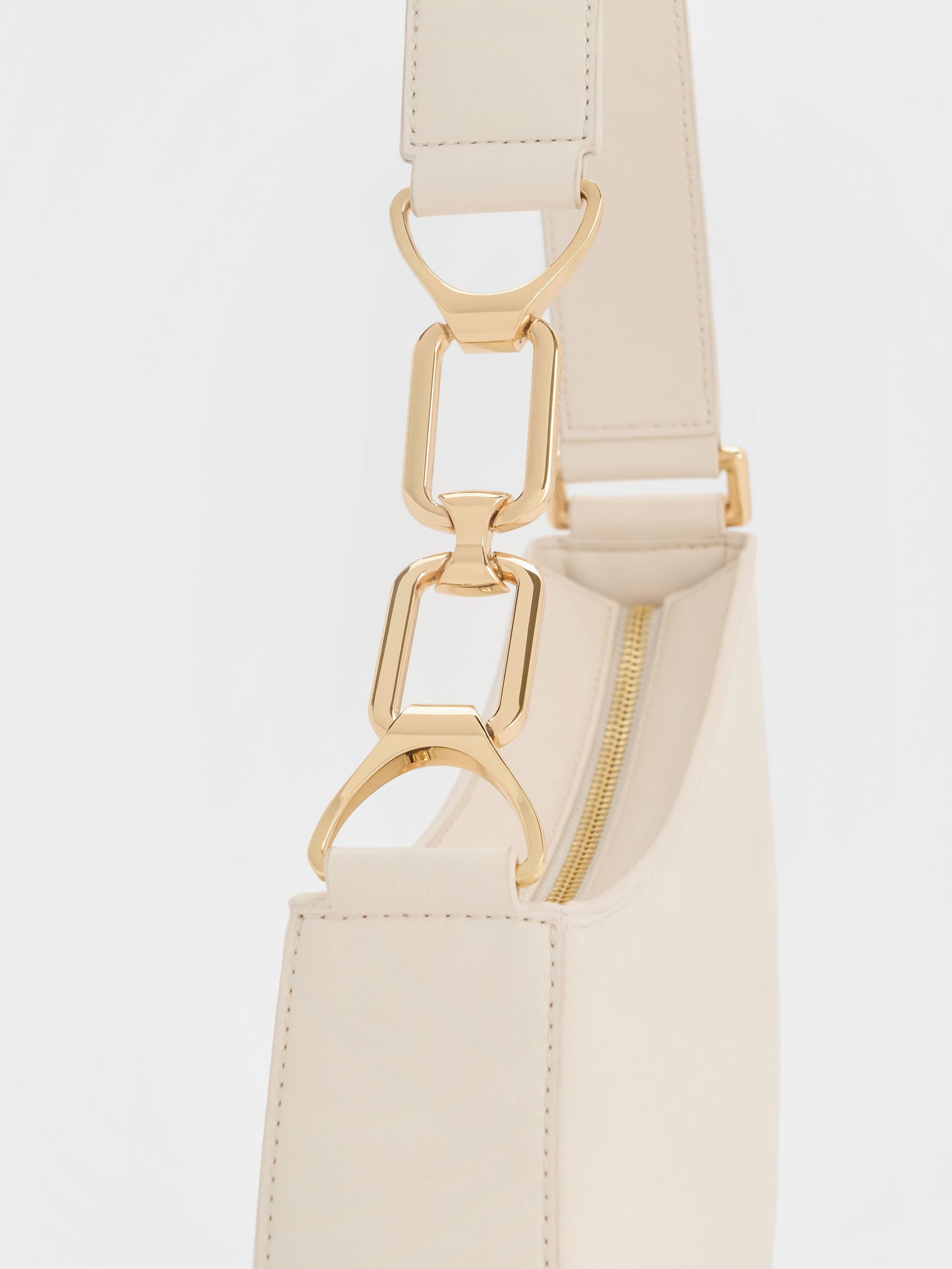 Agatha Chain-Strap Shoulder Bag - Cream | CHARLES & KEITH