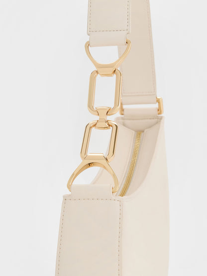 Agatha Chain-Strap Shoulder Bag - Cream | CHARLES & KEITH