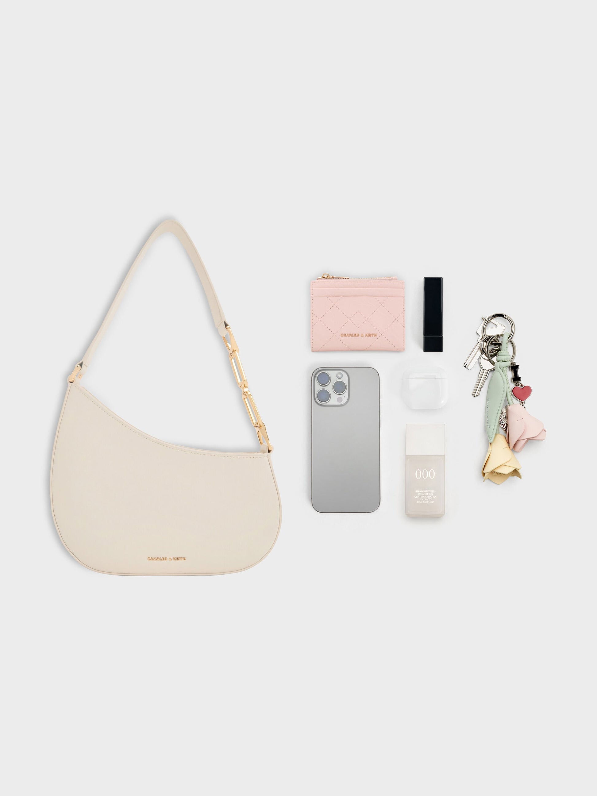 Agatha Chain-Strap Shoulder Bag - Cream | CHARLES & KEITH
