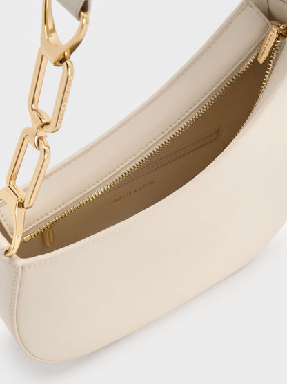 Agatha Chain-Strap Shoulder Bag - Cream | CHARLES & KEITH