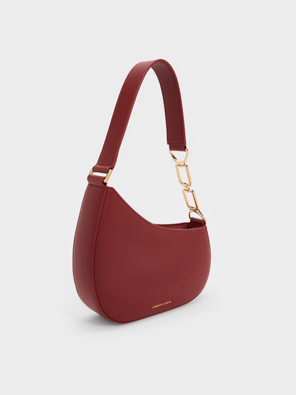 Agatha Chain-Strap Shoulder Bag - Burgundy | CHARLES & KEITH