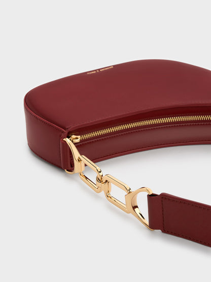 Agatha Chain-Strap Shoulder Bag - Burgundy | CHARLES & KEITH