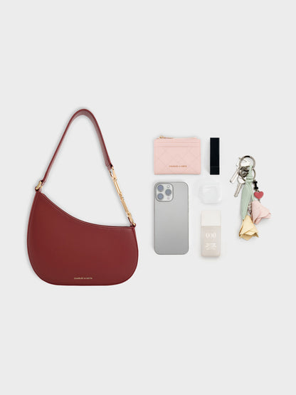 Agatha Chain-Strap Shoulder Bag - Burgundy | CHARLES & KEITH