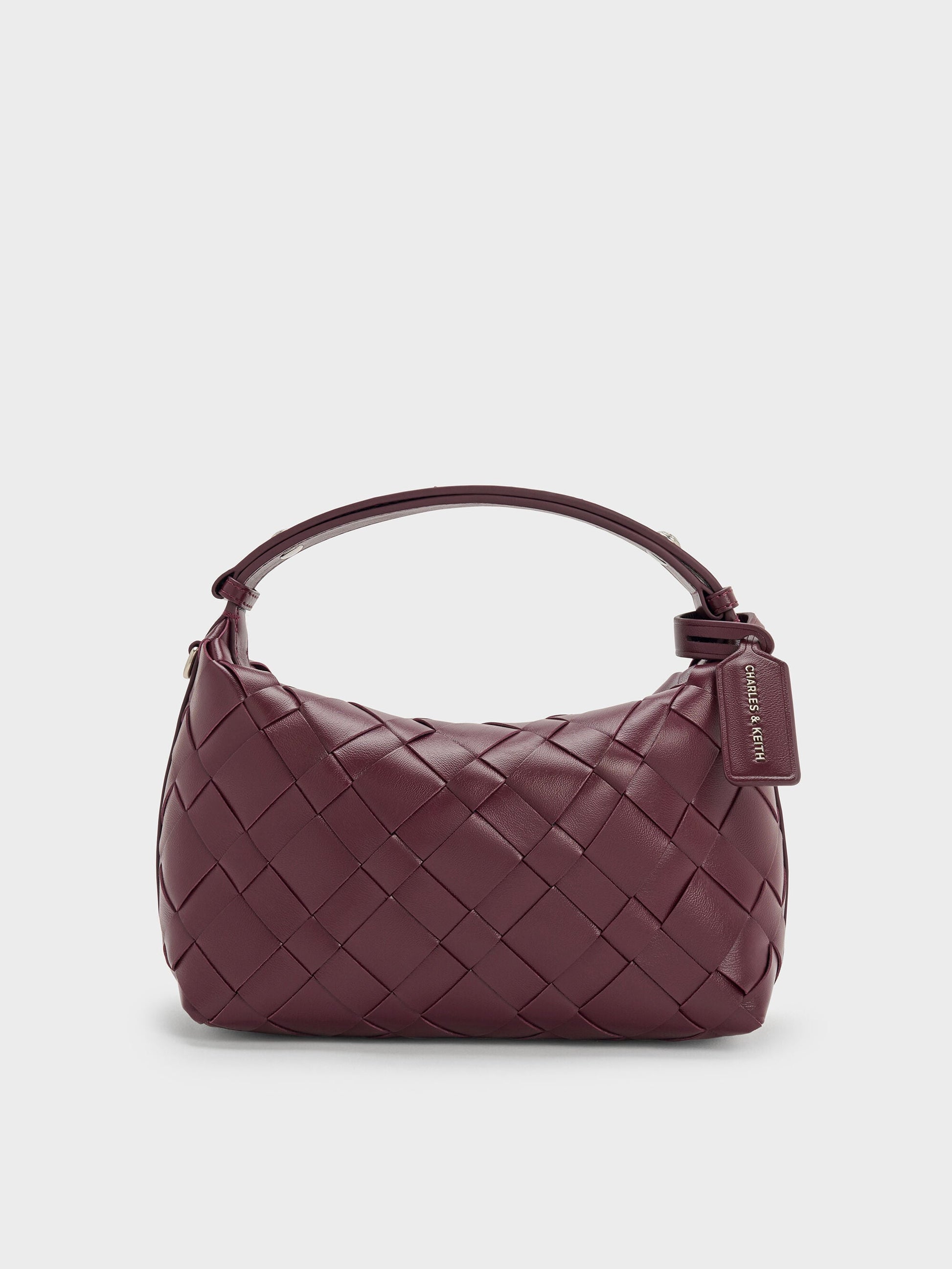 Ivette Woven Shoulder Bag - Wineberry Red | CHARLES & KEITH
