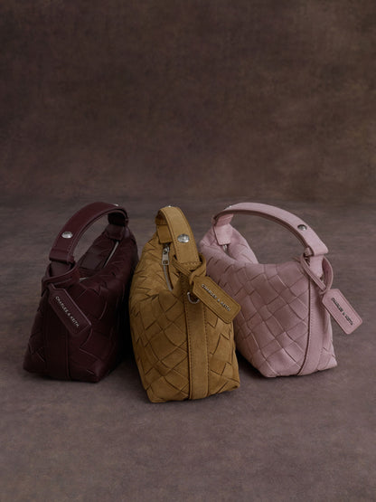 Ivette Woven Shoulder Bag - Wineberry Red | CHARLES & KEITH