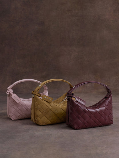 Ivette Woven Shoulder Bag - Wineberry Red | CHARLES & KEITH