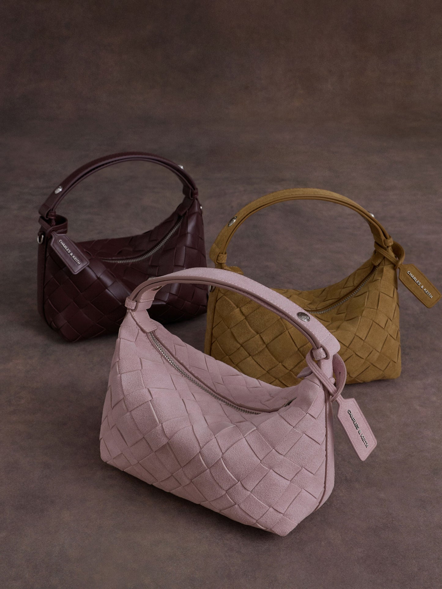Ivette Woven Shoulder Bag - Wineberry Red | CHARLES & KEITH
