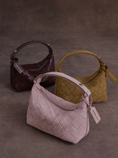 Ivette Woven Shoulder Bag - Wineberry Red | CHARLES & KEITH