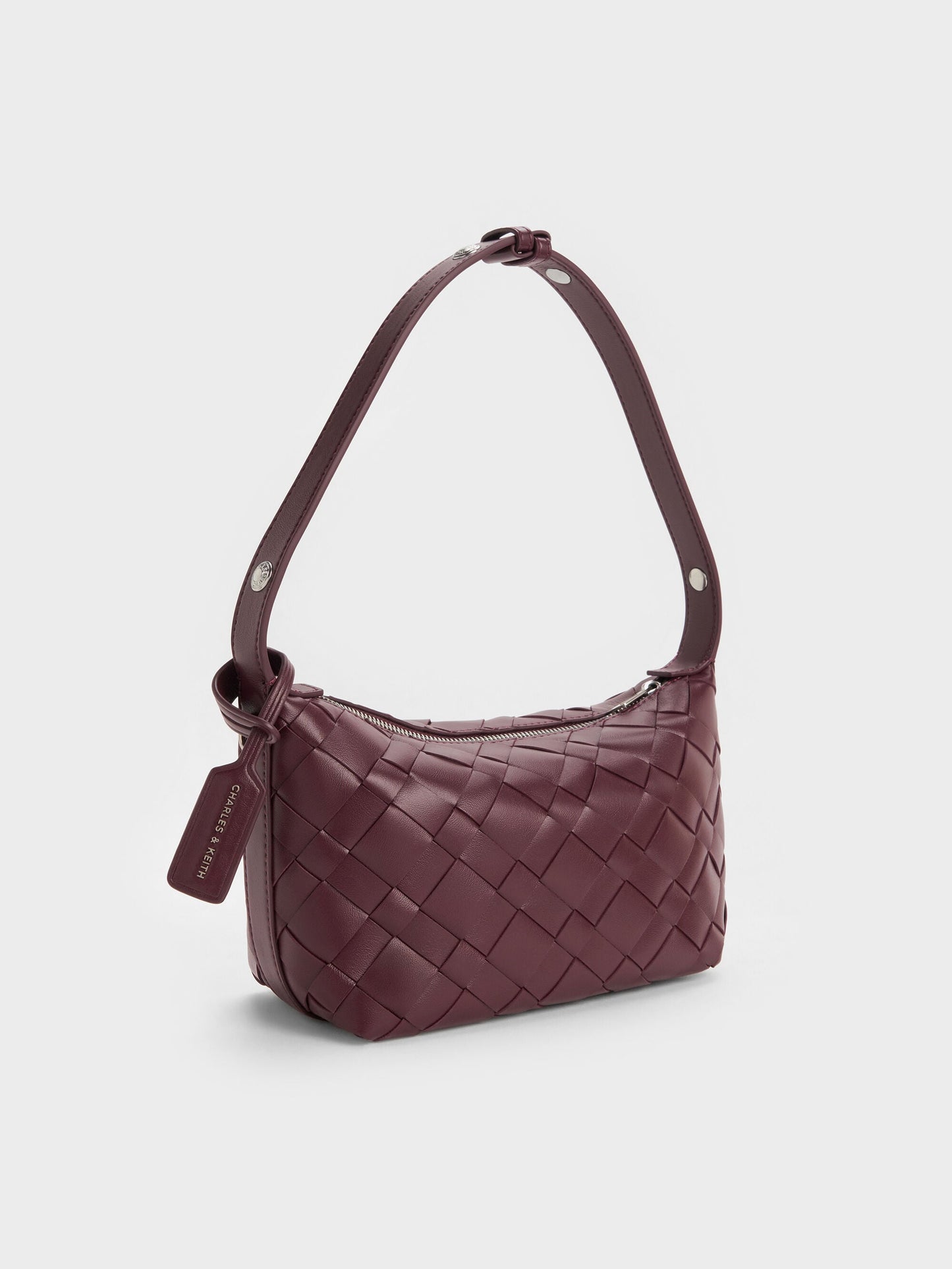 Ivette Woven Shoulder Bag - Wineberry Red | CHARLES & KEITH