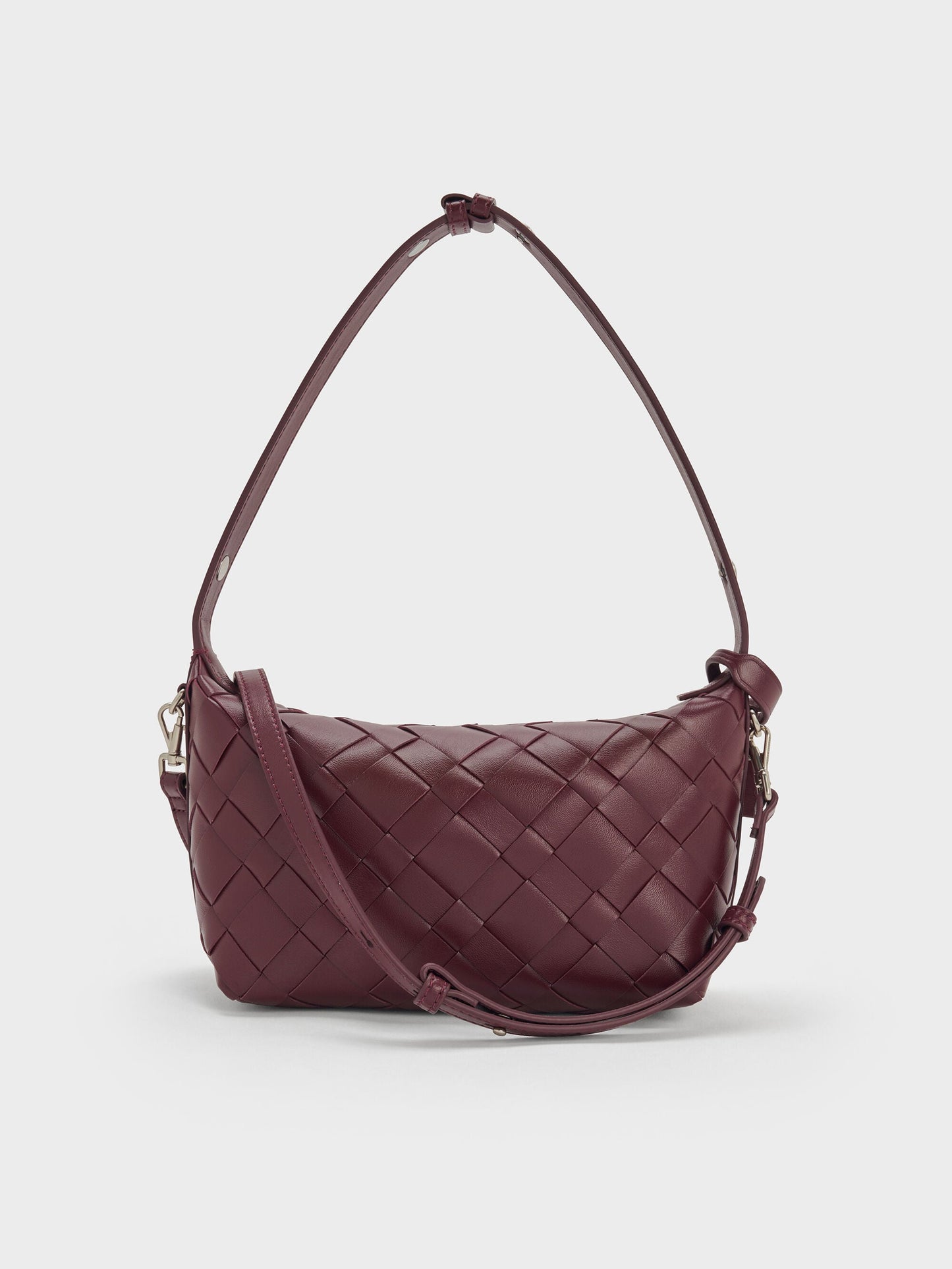 Ivette Woven Shoulder Bag - Wineberry Red | CHARLES & KEITH