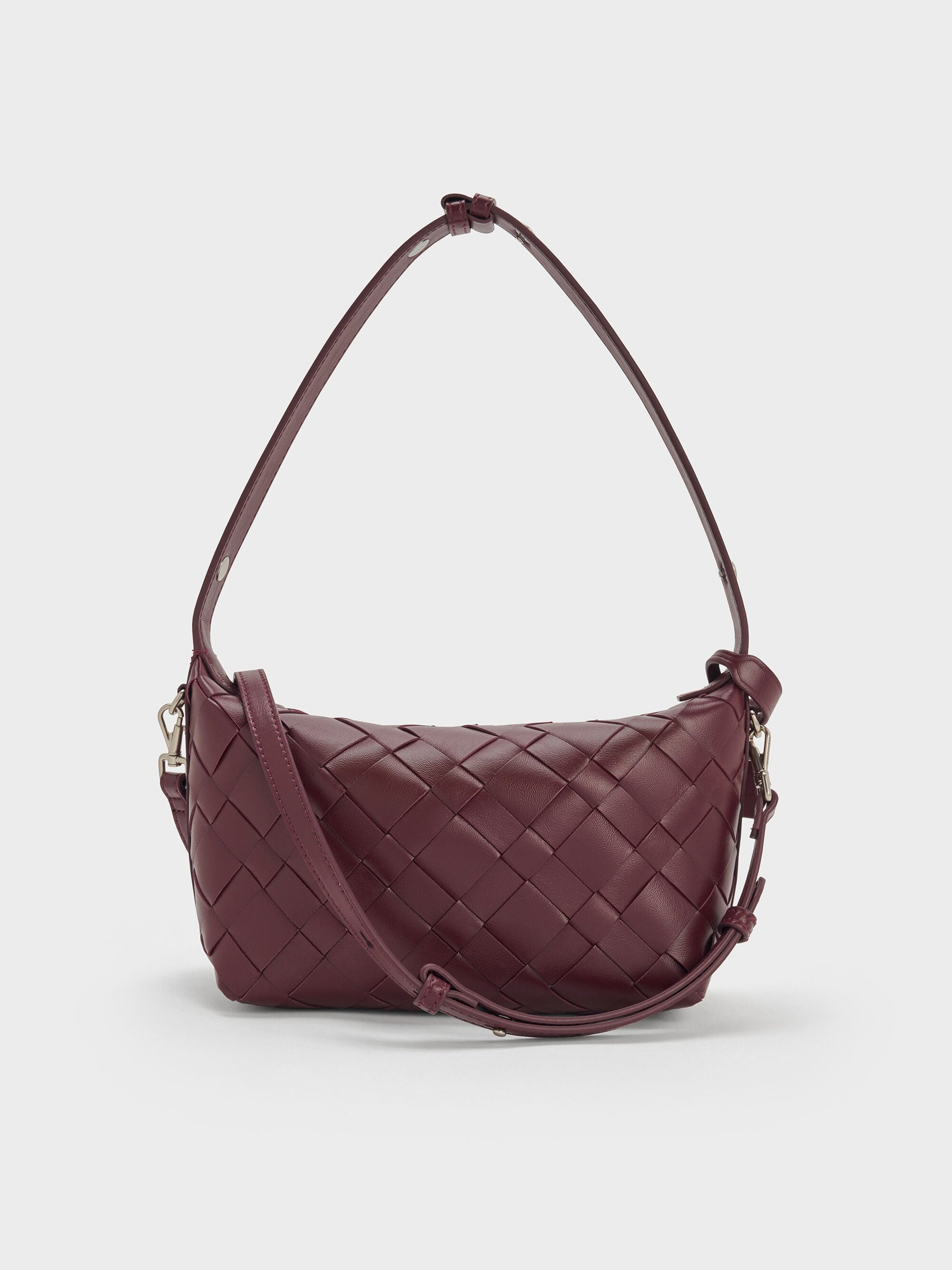 Ivette Woven Shoulder Bag - Wineberry Red | CHARLES & KEITH