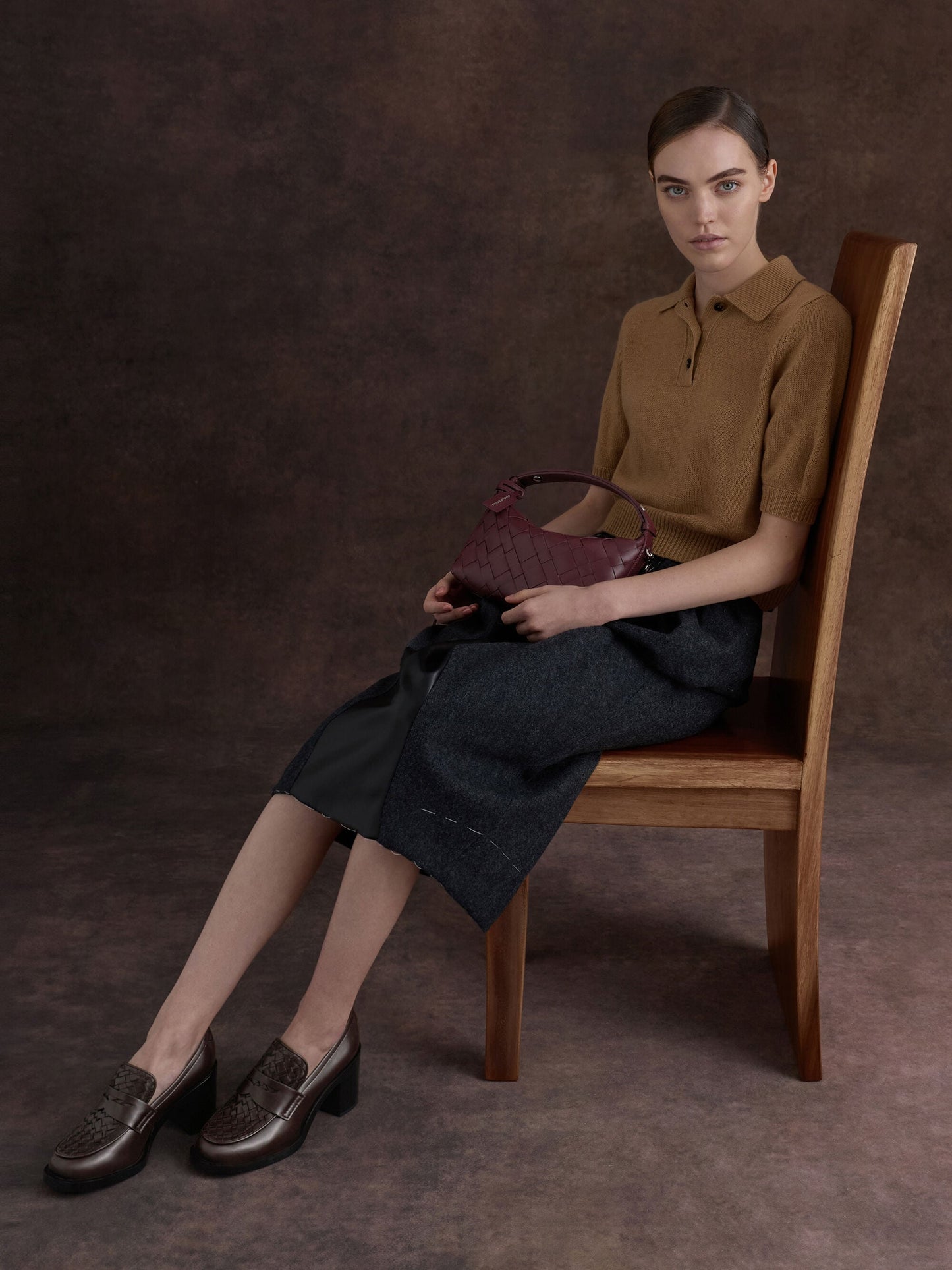 Ivette Woven Shoulder Bag - Wineberry Red | CHARLES & KEITH