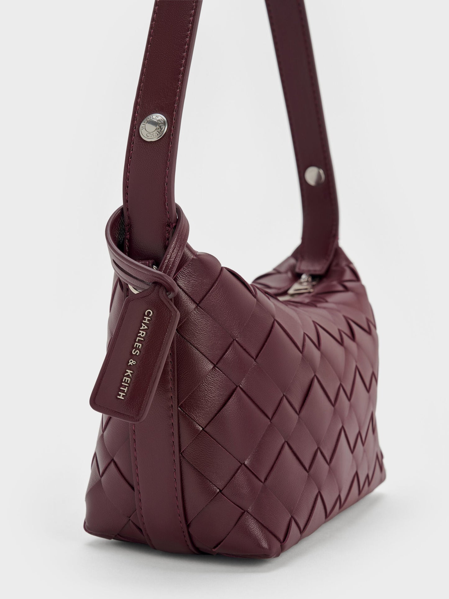 Ivette Woven Shoulder Bag - Wineberry Red | CHARLES & KEITH