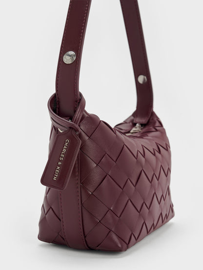 Ivette Woven Shoulder Bag - Wineberry Red | CHARLES & KEITH