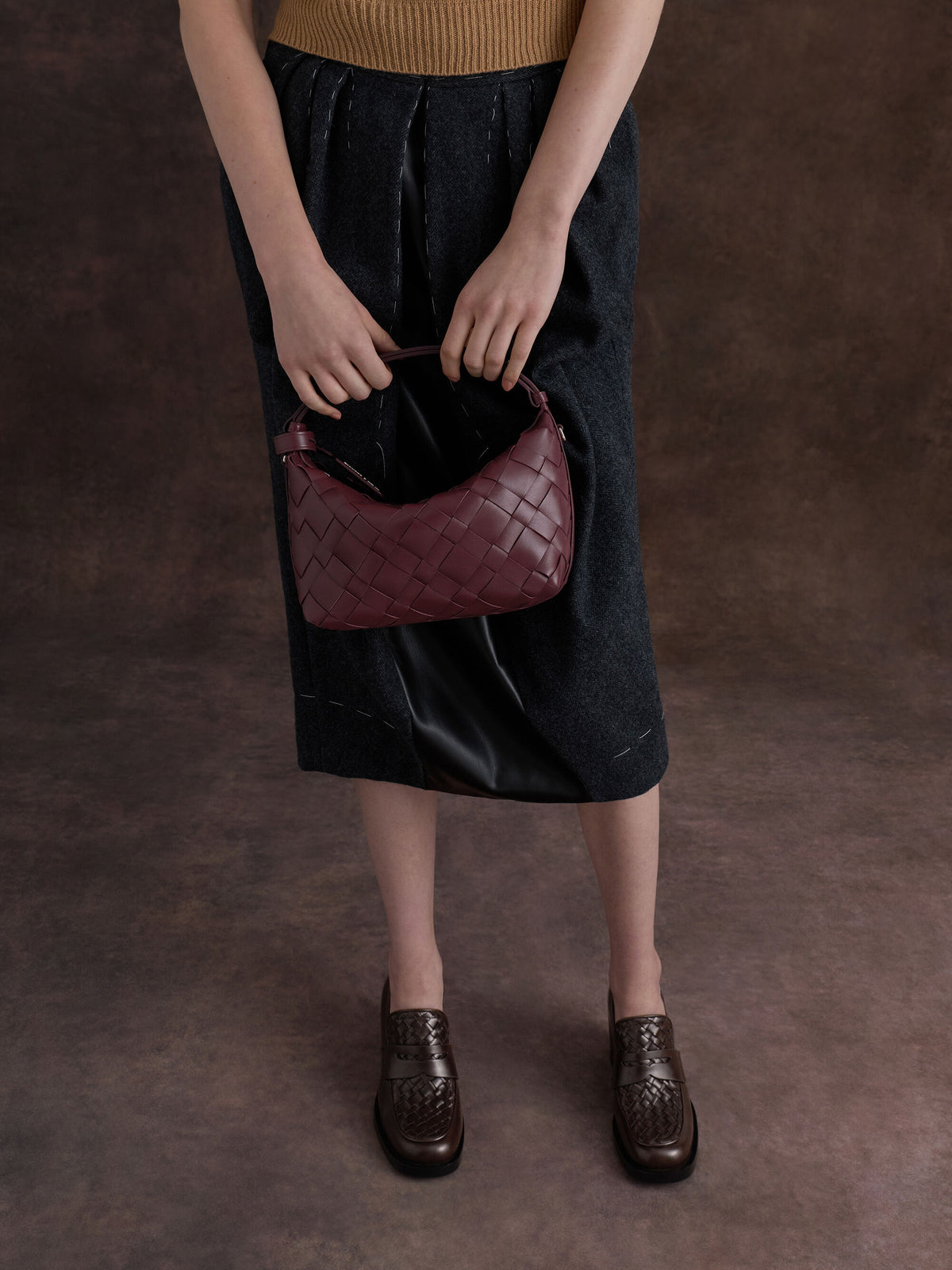 Ivette Woven Shoulder Bag - Wineberry Red | CHARLES & KEITH
