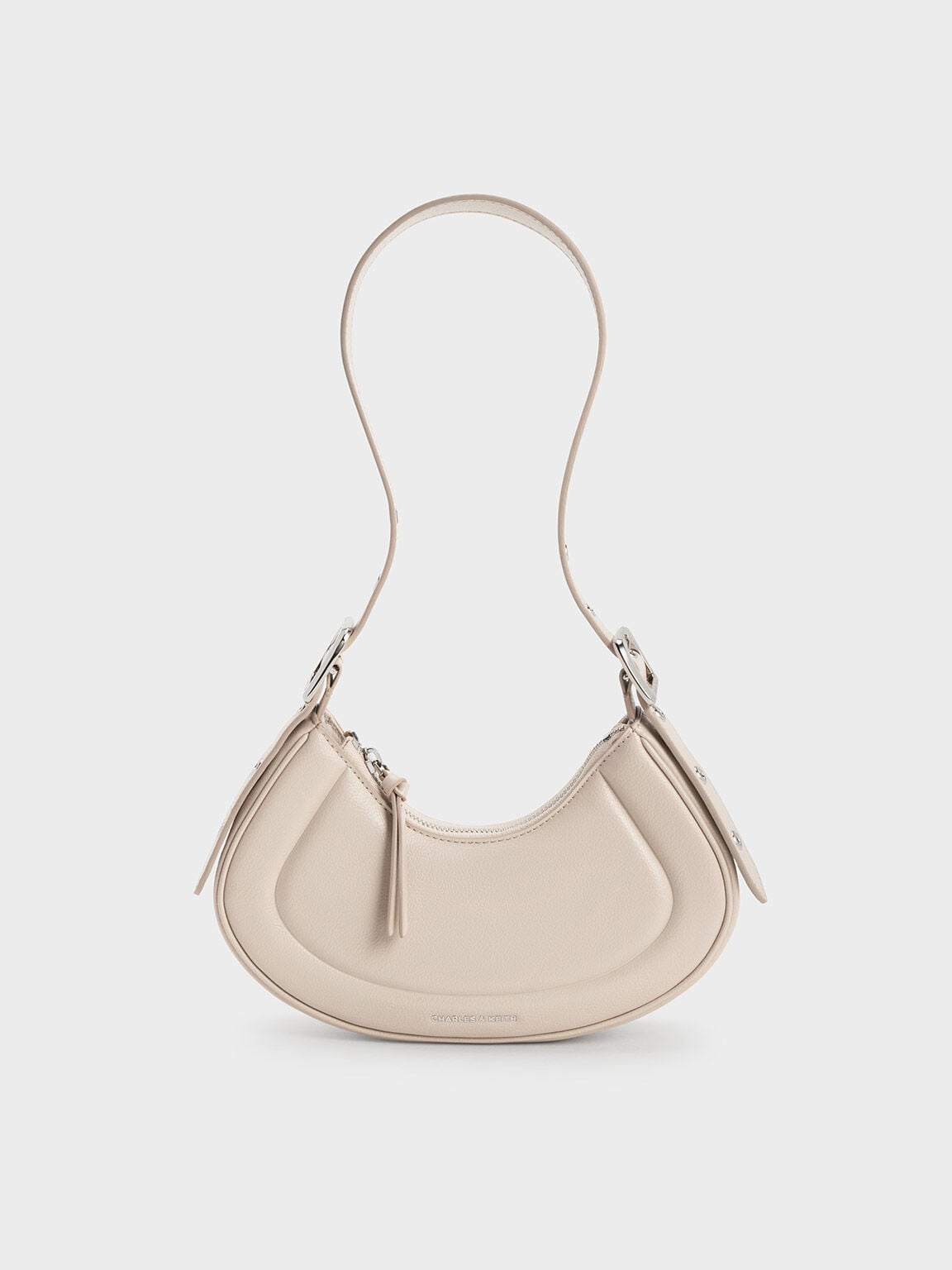 Petra Curved Shoulder Bag - Oat | CHARLES & KEITH