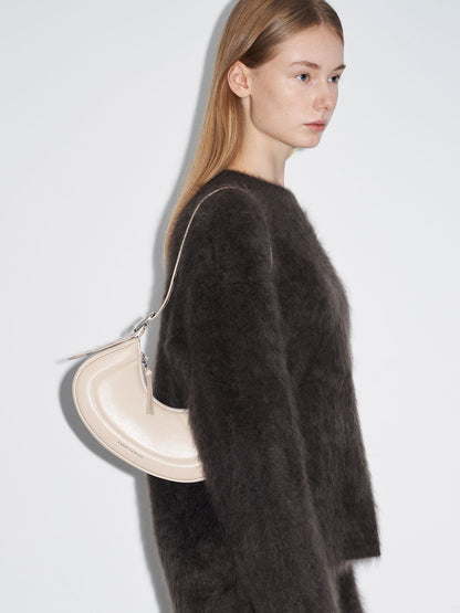 Petra Curved Shoulder Bag - Oat | CHARLES & KEITH