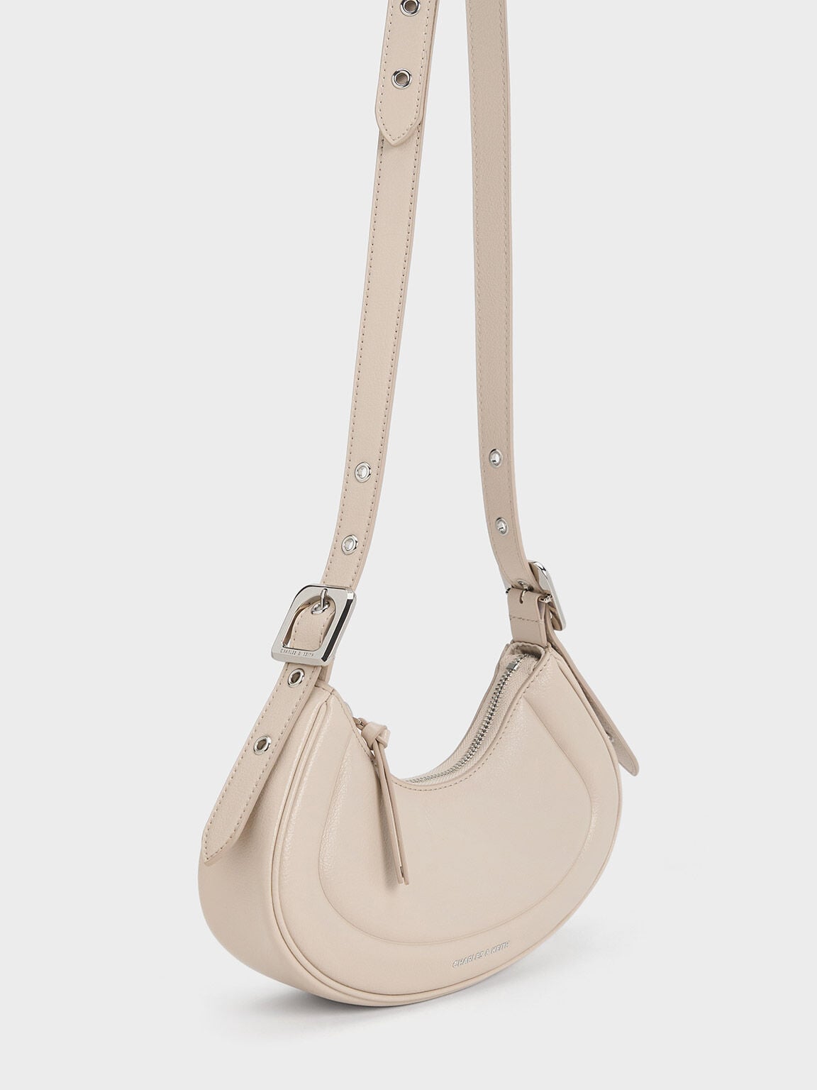 Petra Curved Shoulder Bag - Oat | CHARLES & KEITH