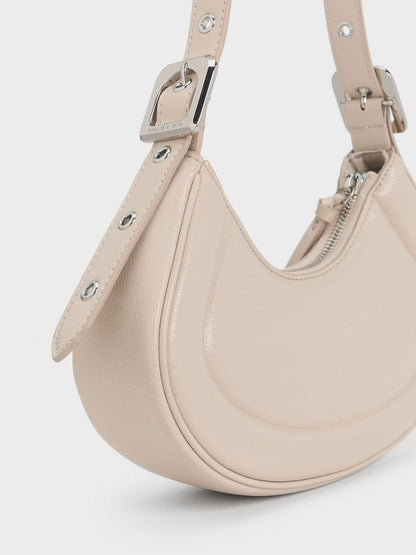 Petra Curved Shoulder Bag - Oat | CHARLES & KEITH