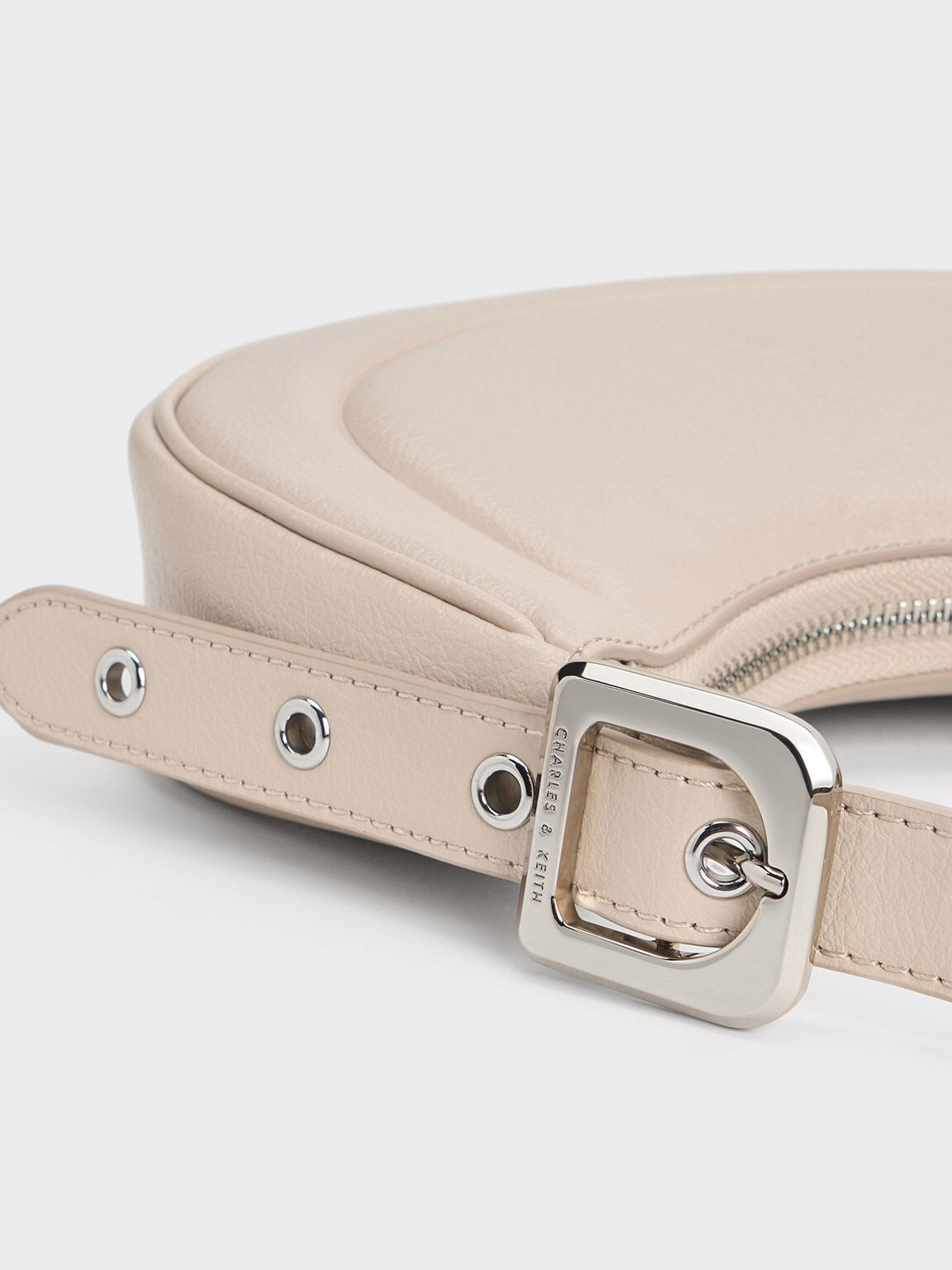 Petra Curved Shoulder Bag - Oat | CHARLES & KEITH