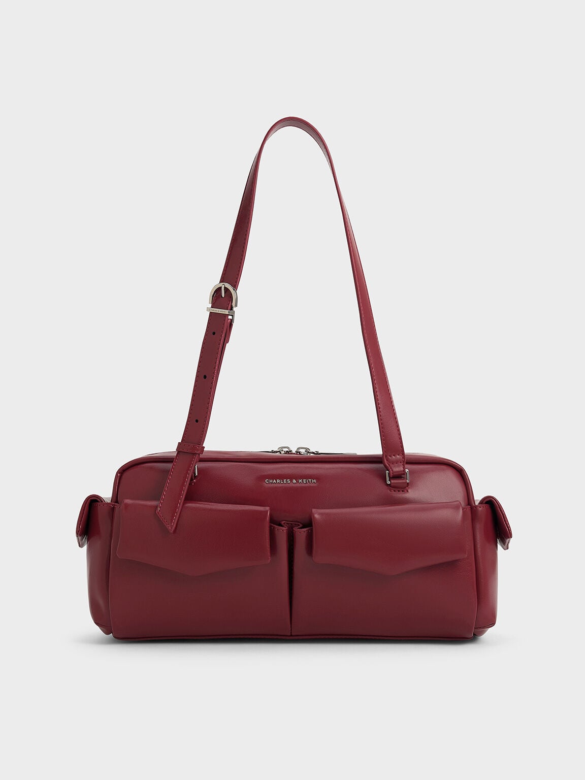 Rachel Multi-Pocket Shoulder Bag - Burgundy | CHARLES & KEITH