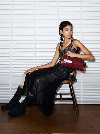 Rachel Multi-Pocket Shoulder Bag - Burgundy | CHARLES & KEITH