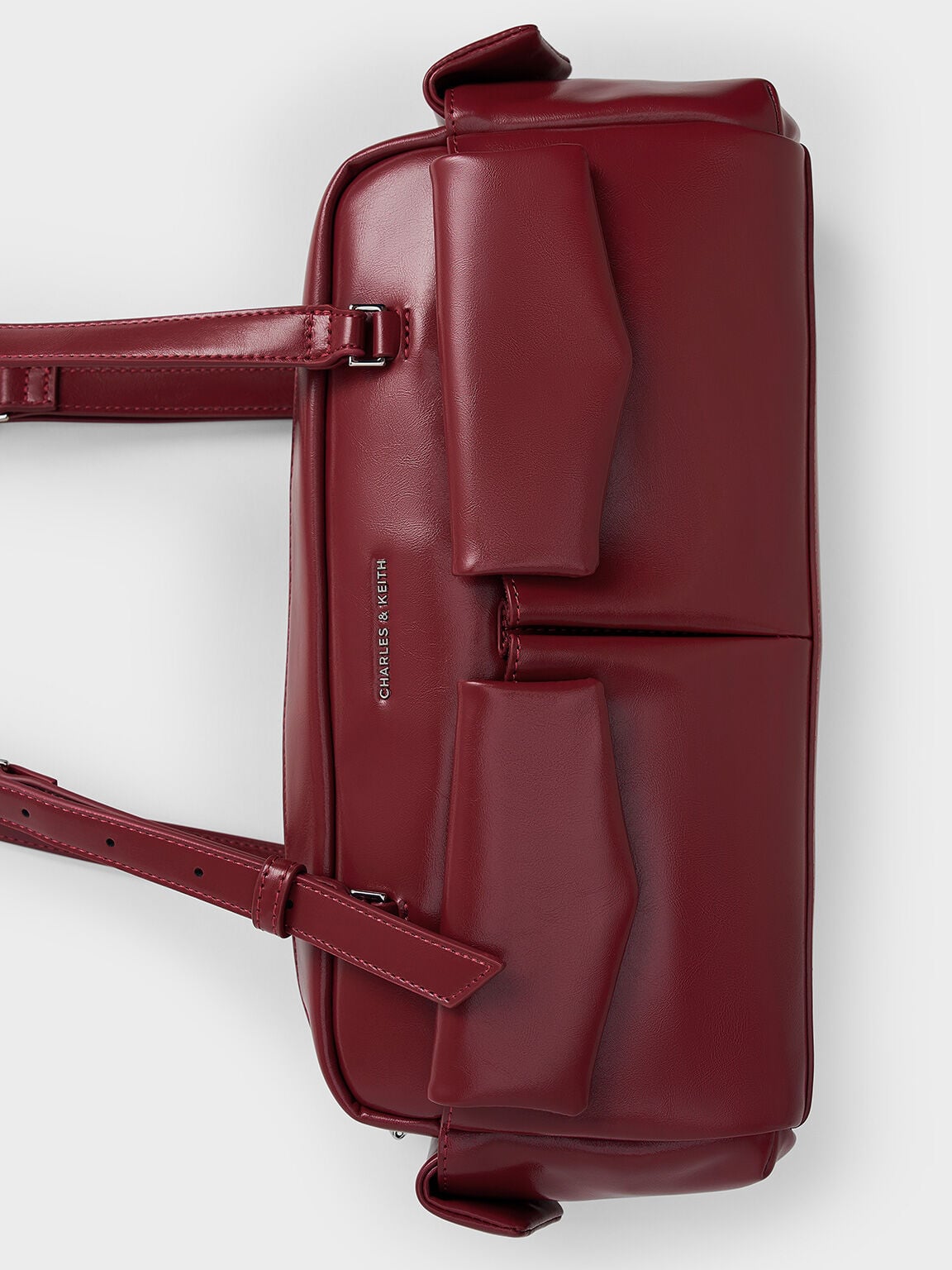Rachel Multi-Pocket Shoulder Bag - Burgundy | CHARLES & KEITH
