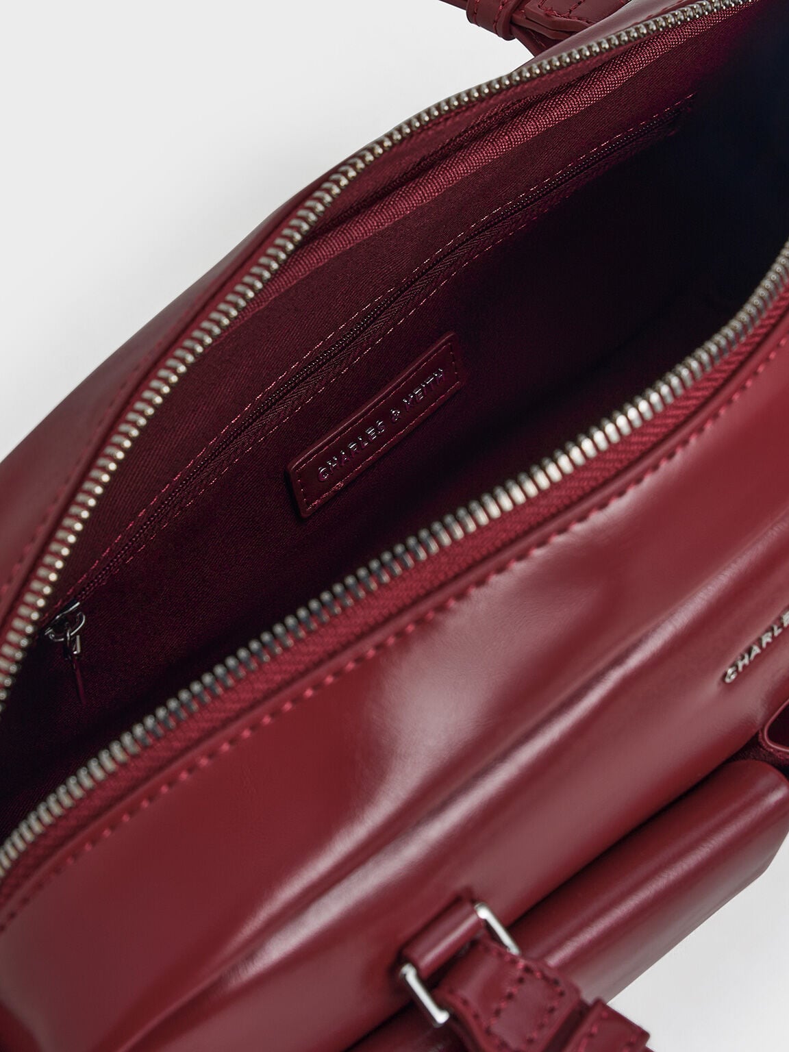 Rachel Multi-Pocket Shoulder Bag - Burgundy | CHARLES & KEITH