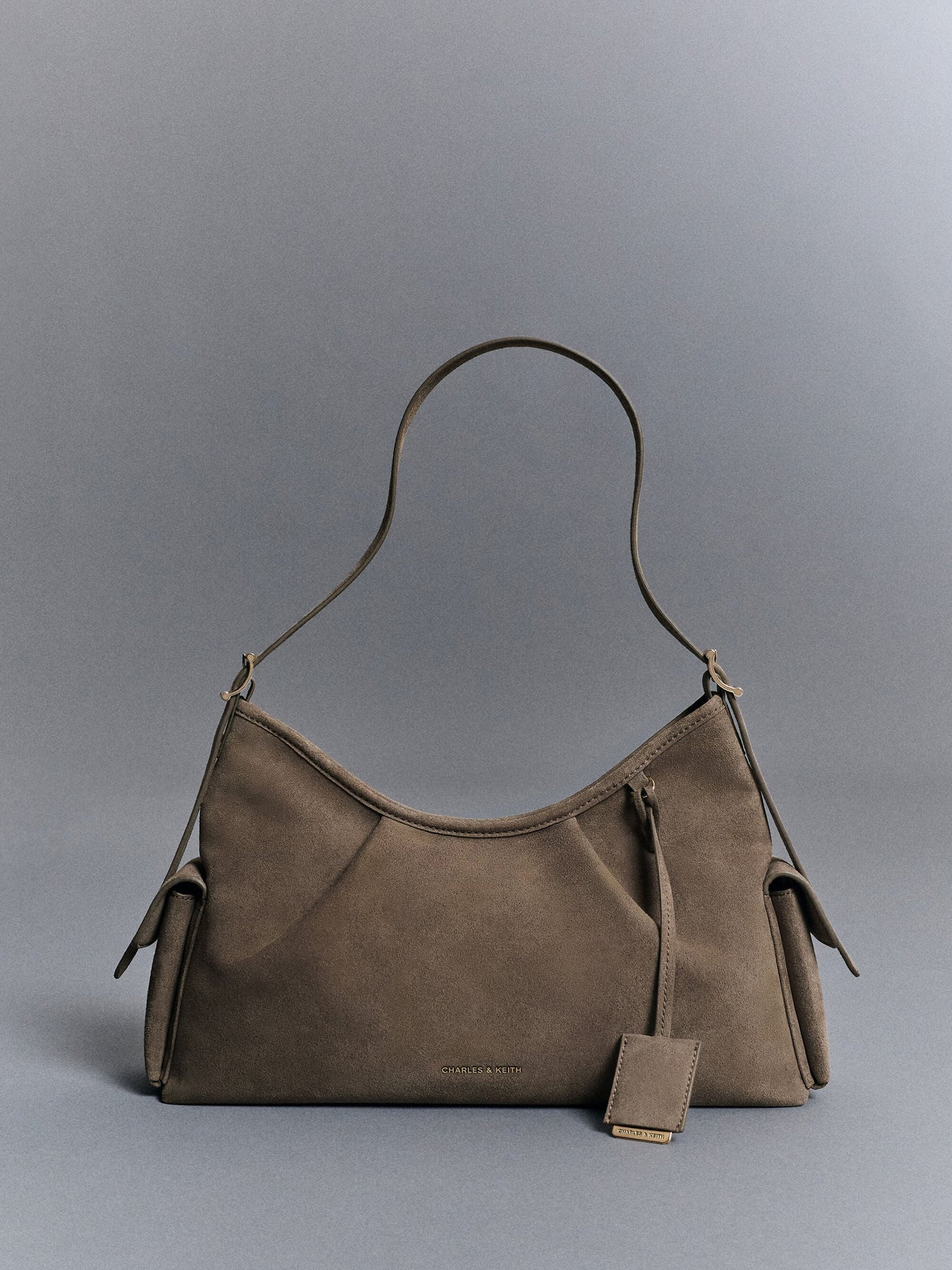 Khai Side-Pocket Shoulder Bag - Stone Grey | CHARLES & KEITH