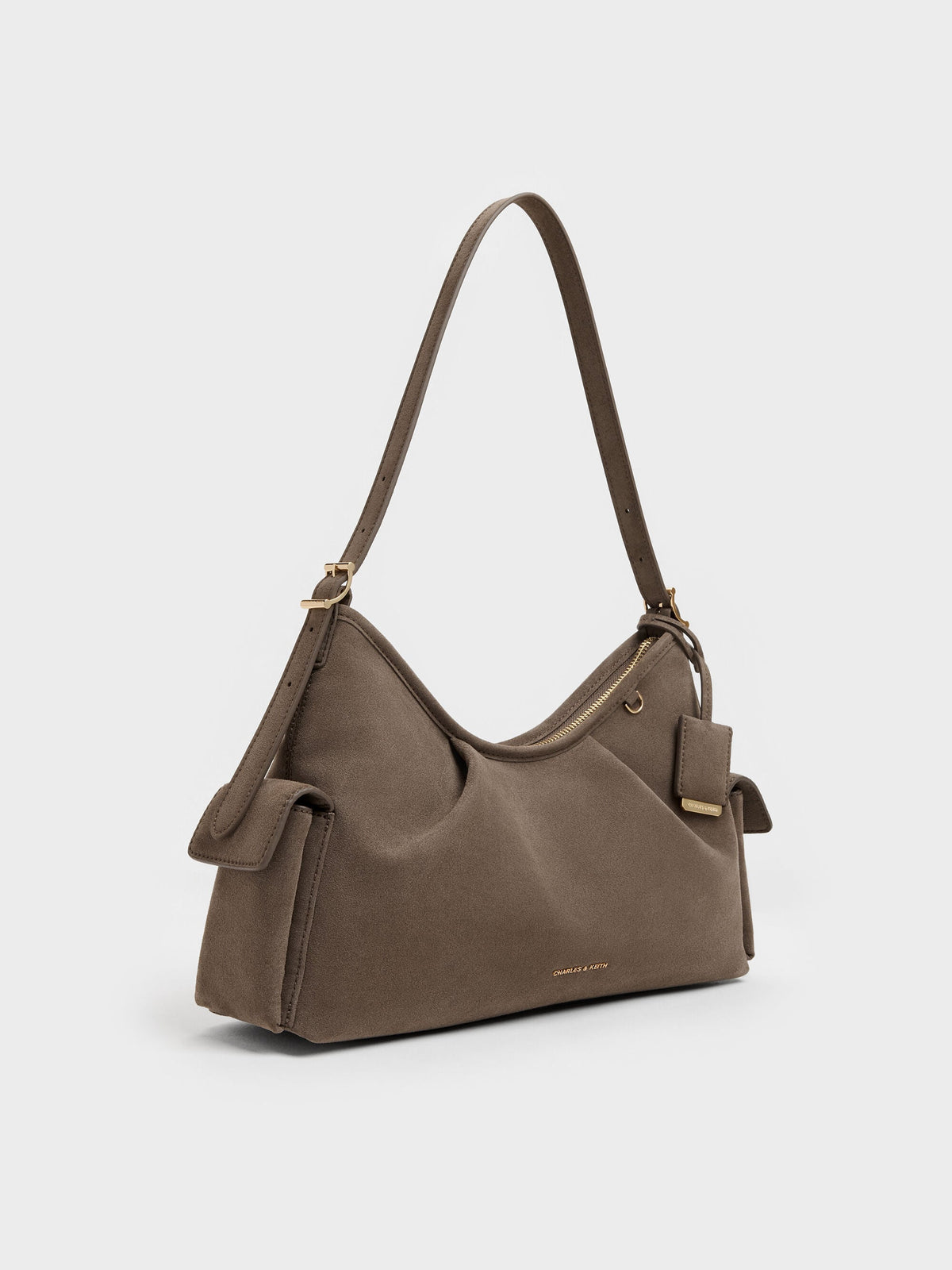 Khai Side-Pocket Shoulder Bag - Stone Grey | CHARLES & KEITH
