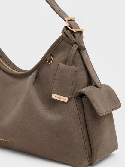 Khai Side-Pocket Shoulder Bag - Stone Grey | CHARLES & KEITH