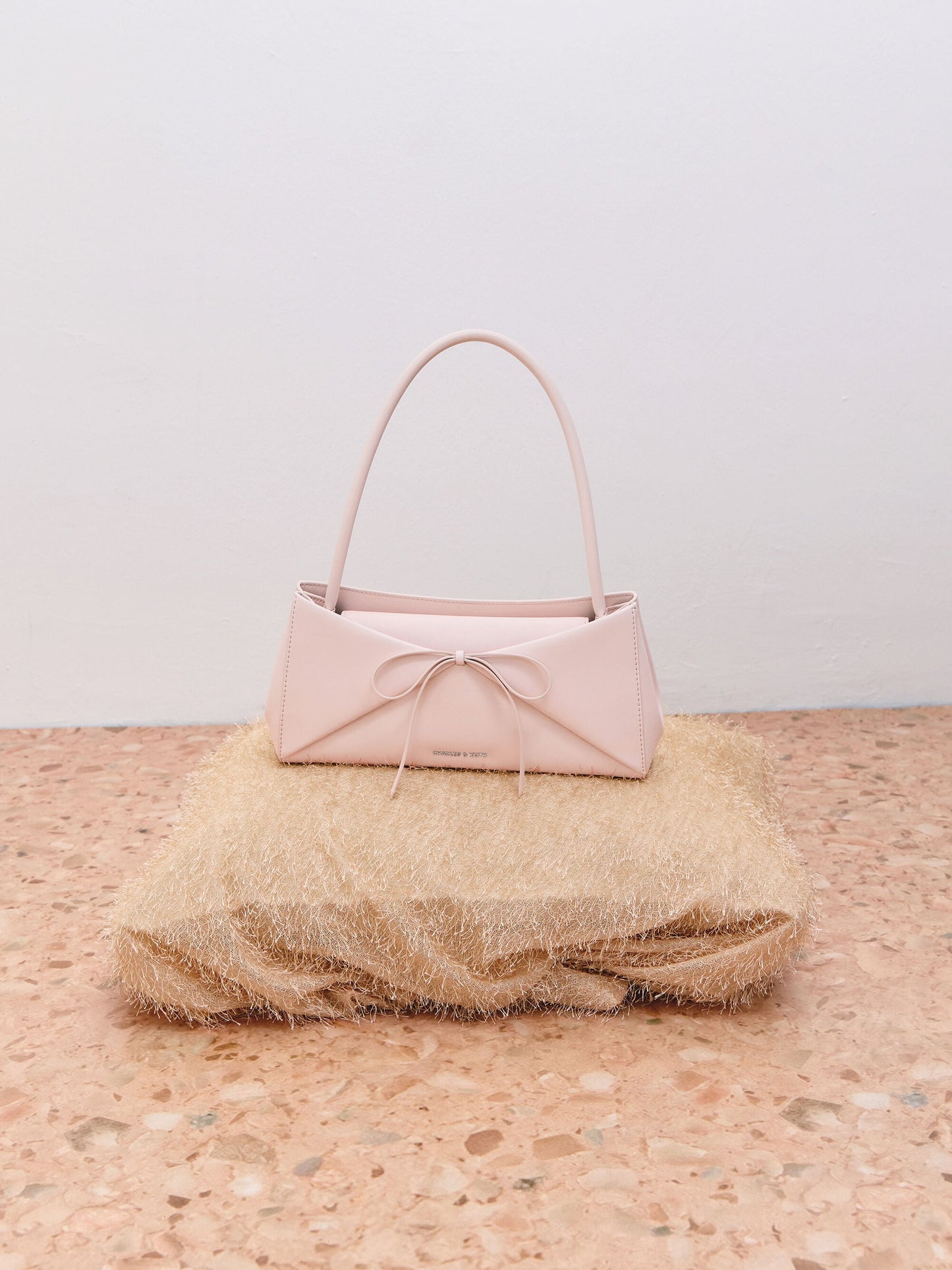 Hazel Bow Panelled Shoulder Bag - Soft Pink | CHARLES & KEITH