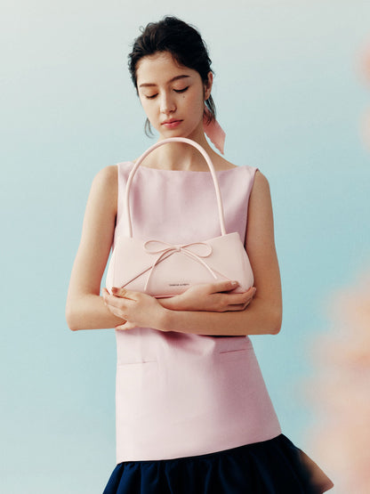 Hazel Bow Panelled Shoulder Bag - Soft Pink | CHARLES & KEITH