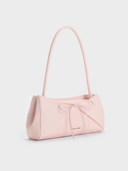 Hazel Bow Panelled Shoulder Bag - Soft Pink | CHARLES & KEITH