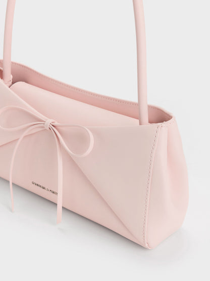 Hazel Bow Panelled Shoulder Bag - Soft Pink | CHARLES & KEITH