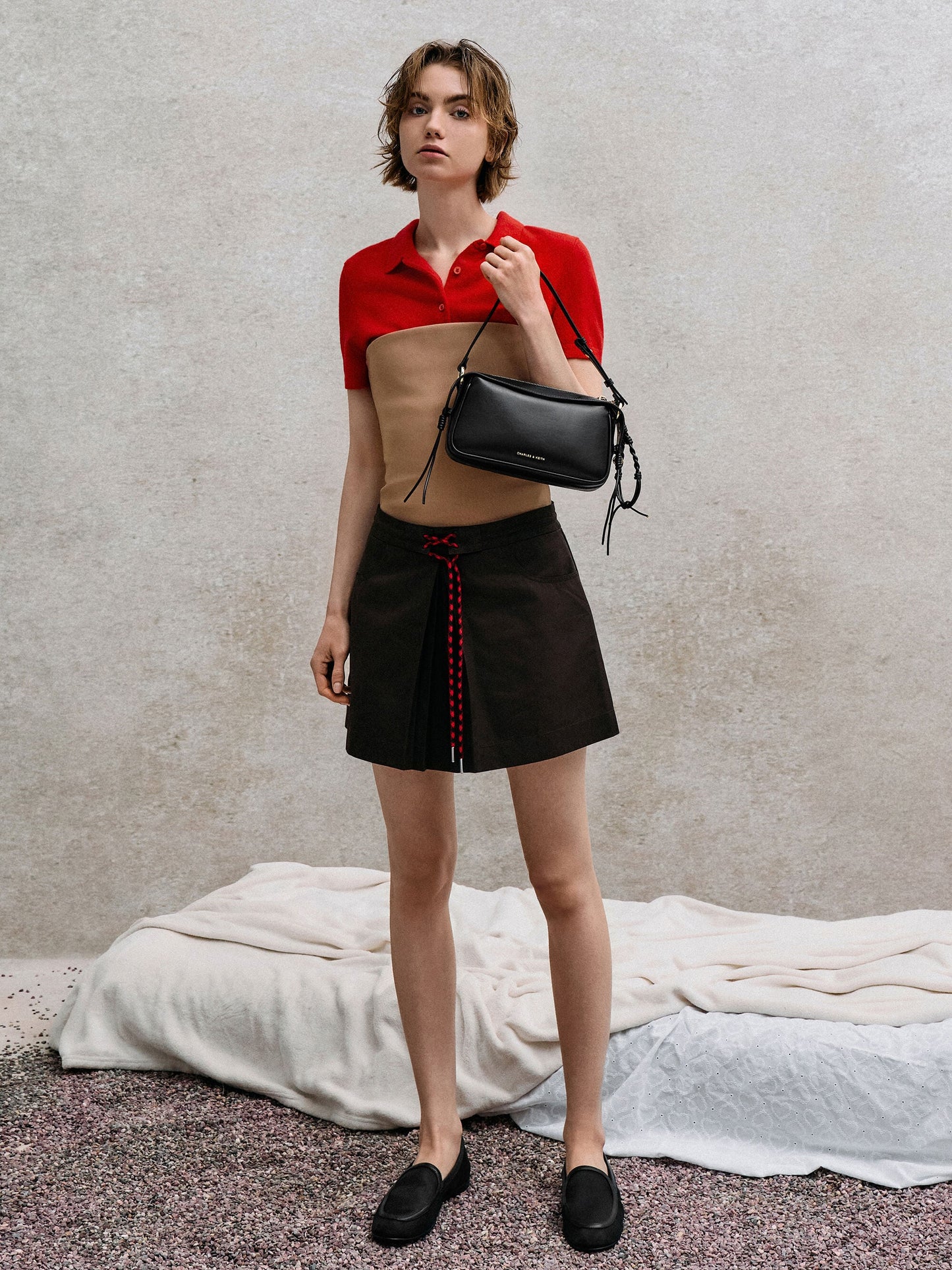 Mini Haylen Braided-Charm Shoulder Bag - Black | CHARLES & KEITH